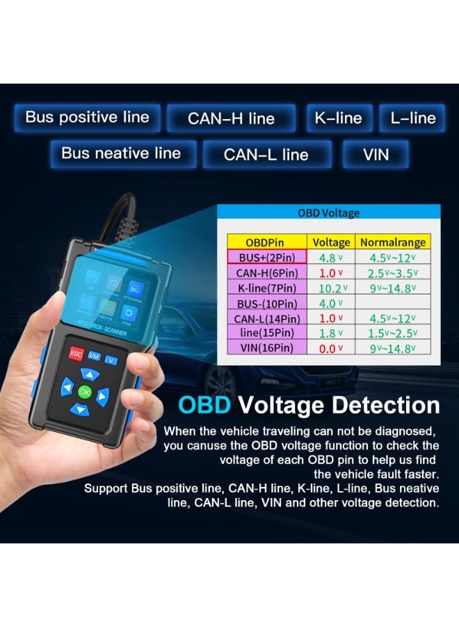 سوبر 5 جهاز فحص أعطال السيارات T200 OBD2، قارئ أكواد OBDII، قارئ أكواد فحص محرك السيارة مع خاصية إعادة الضبط وفحص جاهزية نظام الفحص، أداة فحص تشخيصية احترافية لجميع السيارات المصنعة بعد عام 1996 - Image 3